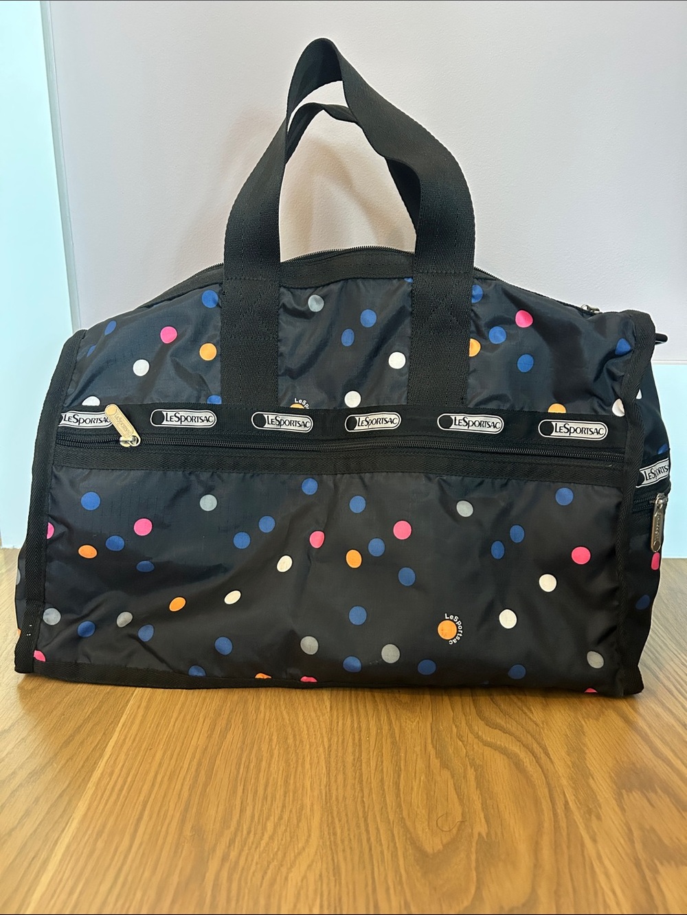Lesportsac Black Polka Dot Travel Duffel